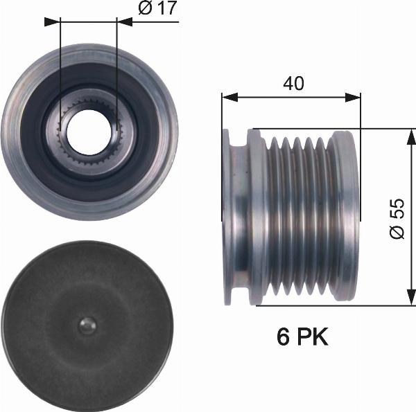 GATES OAP7114 - Шкив генератора, муфта abcparts.ee