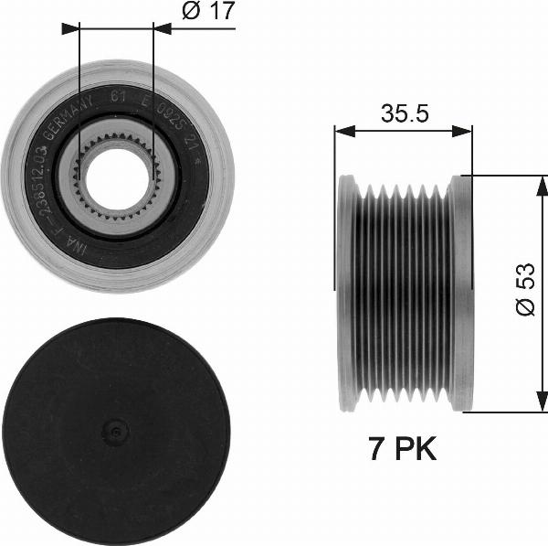 GATES OAP7110 - Шкив генератора, муфта abcparts.ee
