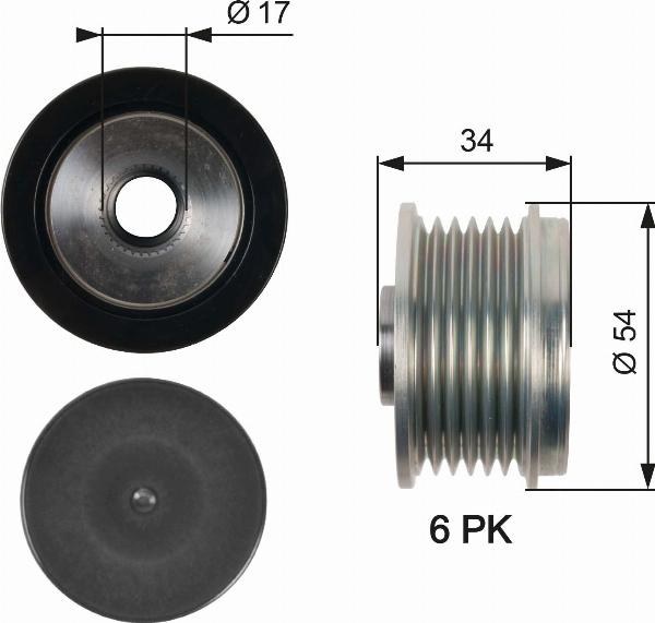 GATES OAP7135 - Шкив генератора, муфта abcparts.ee