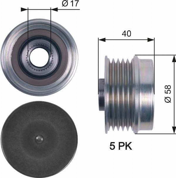GATES OAP7132 - Шкив генератора, муфта abcparts.ee
