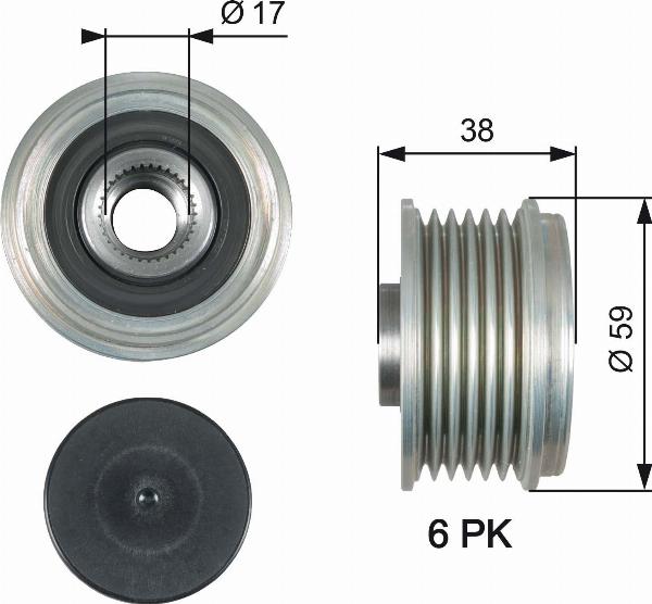 GATES OAP7177 - Шкив генератора, муфта abcparts.ee