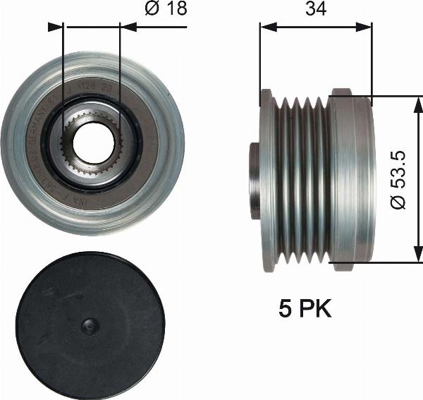 GATES OAP7202 - Шкив генератора, муфта abcparts.ee