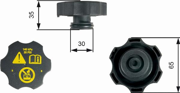 GATES RC249 - Крышка, резервуар охлаждающей жидкости abcparts.ee