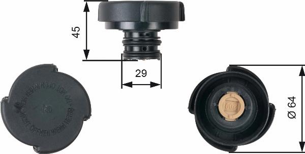 GATES RC204 - Крышка, резервуар охлаждающей жидкости abcparts.ee