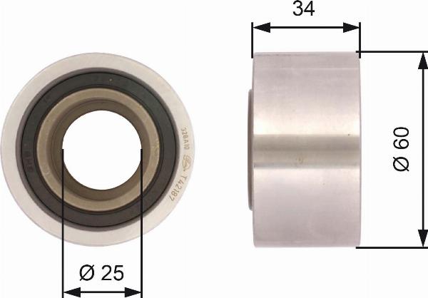GATES T42187 - Направляющий ролик, зубчатый ремень ГРМ abcparts.ee