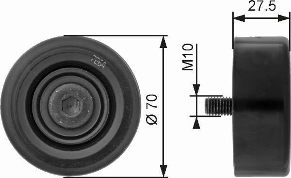 GATES T36206 - Ролик, поликлиновый ремень abcparts.ee