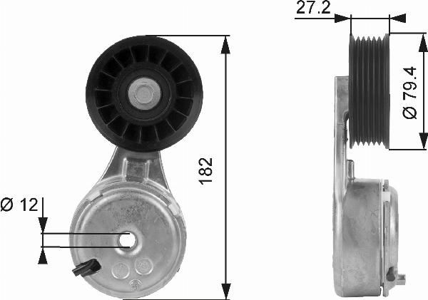 GATES T38104 - Натяжитель, поликлиновый ремень abcparts.ee