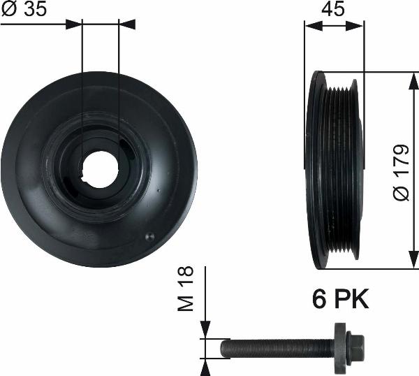 GATES TVD1012A - Шкив коленчатого вала abcparts.ee