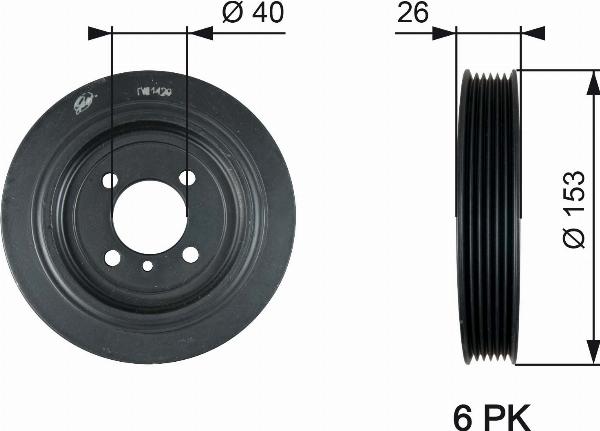 GATES TVD1129 - Шкив коленчатого вала abcparts.ee