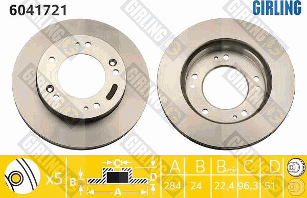 Girling 6041721 - Тормозной диск abcparts.ee