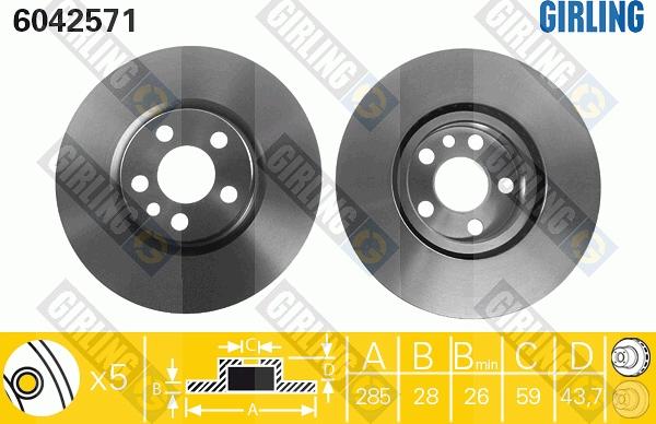 Girling 6042571 - Тормозной диск abcparts.ee
