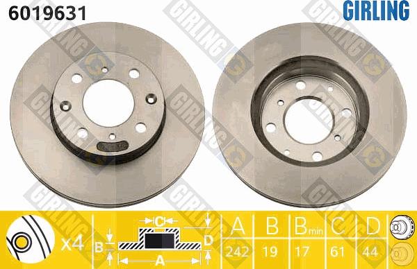 Girling 6019631 - Тормозной диск abcparts.ee