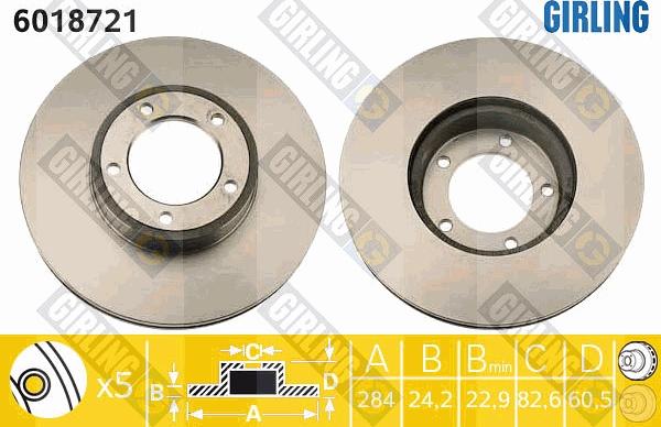 Girling 6018721 - Тормозной диск abcparts.ee