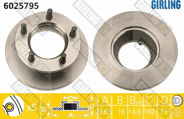 Girling 6025795 - Тормозной диск abcparts.ee