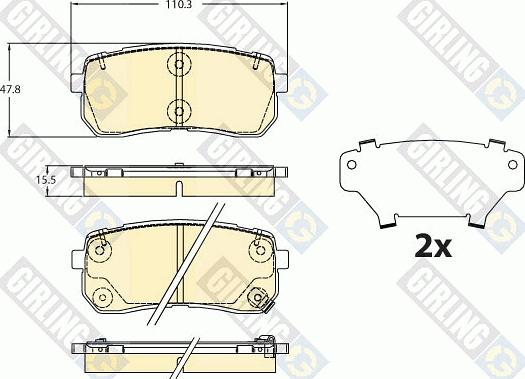 Girling 6121127 - Тормозные колодки, дисковые, комплект abcparts.ee