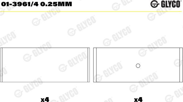 Glyco 01-3961/4 0.25MM - Шатунный подшипник abcparts.ee
