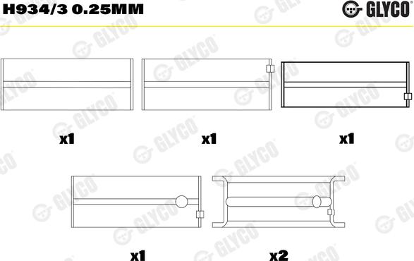 Glyco H934/3 0.25mm - Подшипник коленвала abcparts.ee