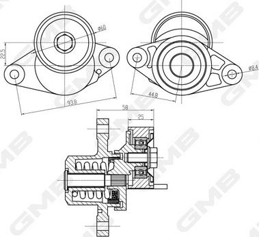 GMB GAT21000 - Натяжитель, поликлиновый ремень abcparts.ee