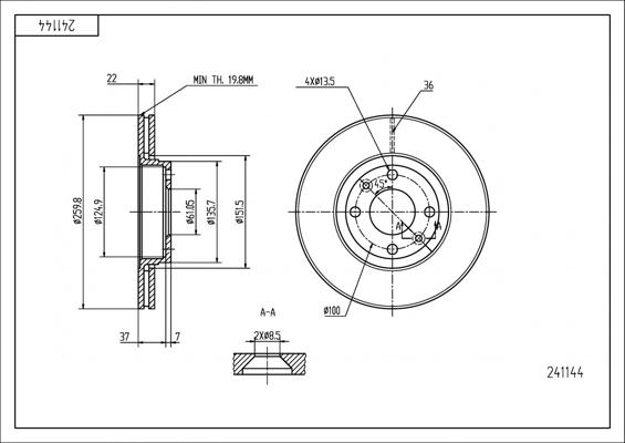 Hart 241 144 - Тормозной диск abcparts.ee