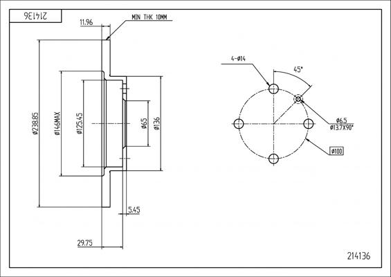 Hart 214 136 - Тормозной диск abcparts.ee