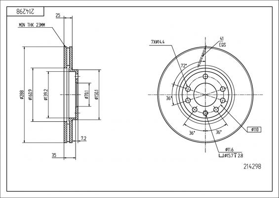 Hart 214 298 - Тормозной диск abcparts.ee