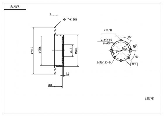 Hart 231 778 - Тормозной диск abcparts.ee