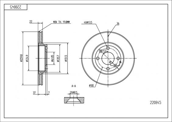 Hart 220 845 - Тормозной диск abcparts.ee