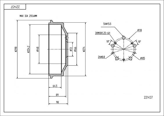 Hart 221 457 - Тормозной барабан abcparts.ee