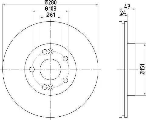 HELLA 8DD 355 109-281 - Тормозной диск abcparts.ee
