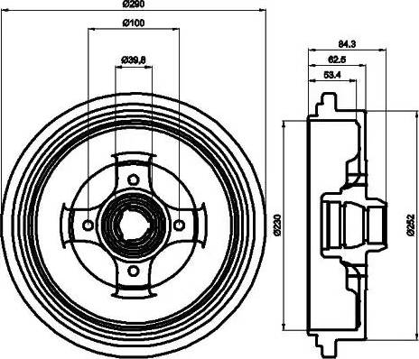 HELLA 8DT 355 301-711 - Тормозной барабан abcparts.ee