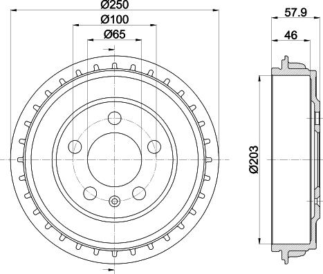 HELLA 8DT 355 303-441 - Тормозной барабан abcparts.ee