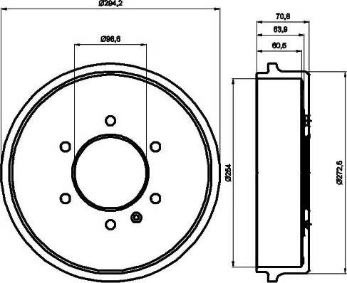 HELLA 8DT 355 302-181 - Тормозной барабан abcparts.ee