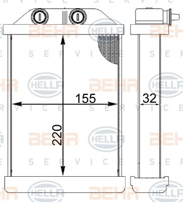 HELLA 8FH 351 331-444 - Теплообменник, отопление салона abcparts.ee