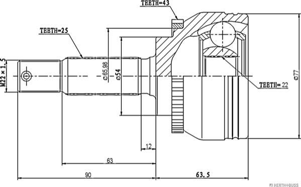 Herth+Buss Jakoparts J2825120 - Комплект ШРУСа, приводной вал, шарнир abcparts.ee