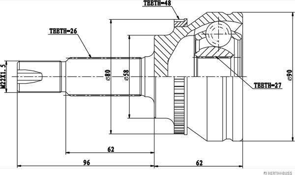 Herth+Buss Jakoparts J2822140 - Комплект ШРУСа, приводной вал, шарнир abcparts.ee