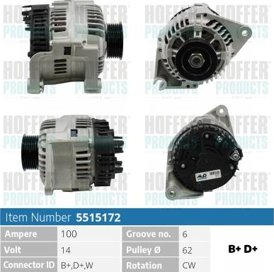 Hoffer H5515172 - Генератор abcparts.ee