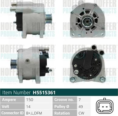 Hoffer H5515361 - Генератор abcparts.ee
