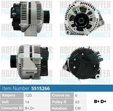 Hoffer H5515266 - Генератор abcparts.ee