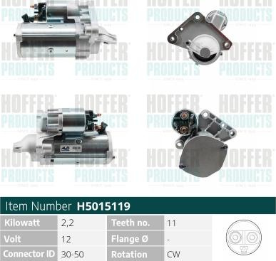 Hoffer H5015119 - Стартер abcparts.ee