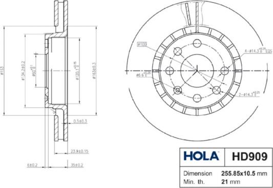 Hola HD909 - Тормозной диск abcparts.ee