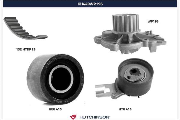 Hutchinson KH 449WP196 - Водяной насос + комплект зубчатого ремня ГРМ abcparts.ee