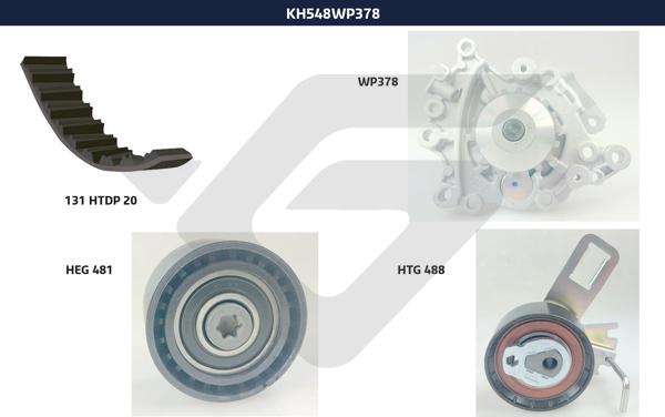 Hutchinson KH 548WP378 - Водяной насос + комплект зубчатого ремня ГРМ abcparts.ee