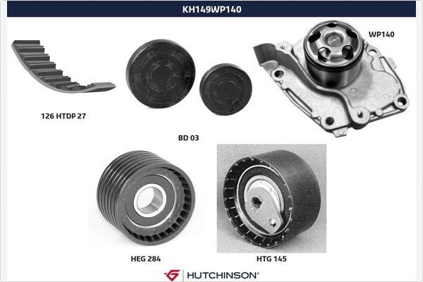 Hutchinson KH 149WP140 - Водяной насос + комплект зубчатого ремня ГРМ abcparts.ee