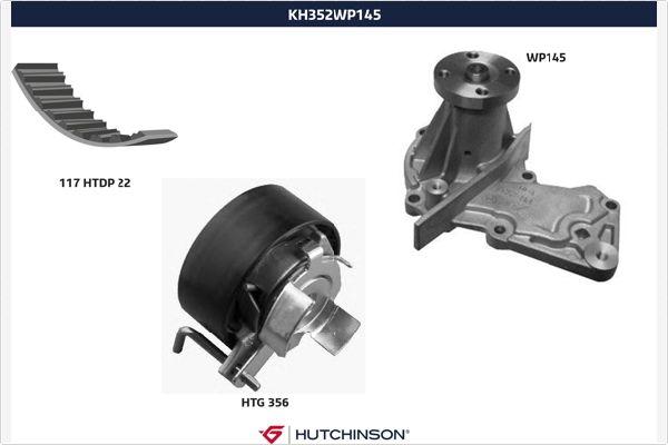 Hutchinson KH 352WP145 - Водяной насос + комплект зубчатого ремня ГРМ abcparts.ee