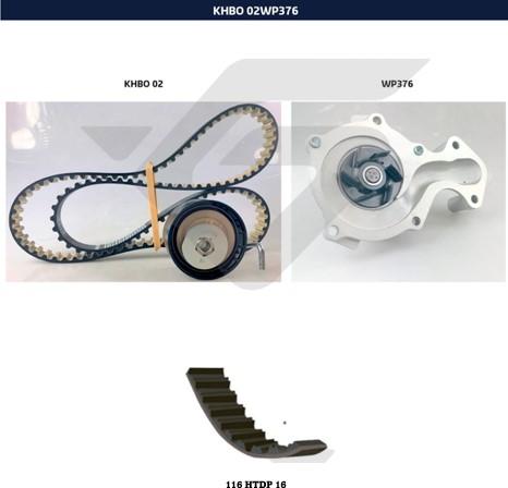 Hutchinson KHBO 02WP376 - Водяной насос + комплект зубчатого ремня ГРМ abcparts.ee