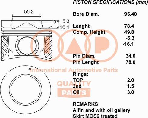 IAP QUALITY PARTS 100-09090 - Поршень abcparts.ee