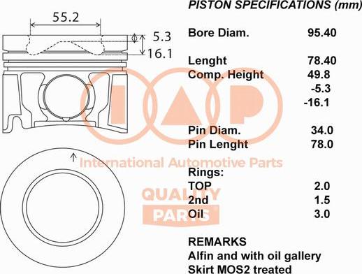 IAP QUALITY PARTS 100-09098 - Поршень abcparts.ee