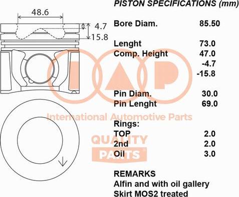 IAP QUALITY PARTS 100-06063 - Поршень abcparts.ee