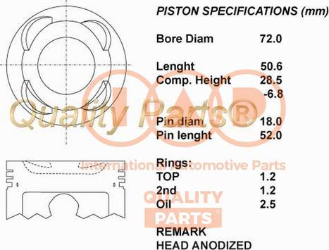 IAP QUALITY PARTS 100-03072 - Поршень abcparts.ee