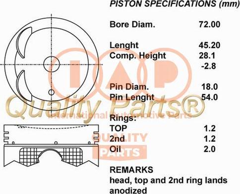 IAP QUALITY PARTS 100-03102 - Поршень abcparts.ee